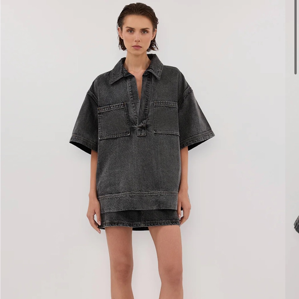 DISSH Mason Washed Black Boxy Denim Shirt